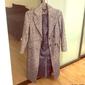 TOPSHOP Herringbone Check Relaxed Fit Coat in Blue